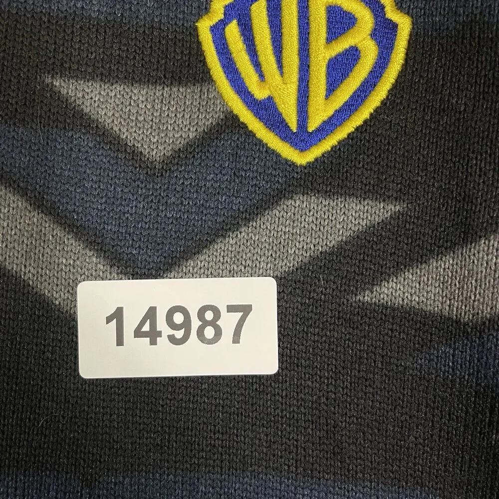 Warner Bros Studio Tour Sweater‎ Mens Large Blue Black Full Zip Embroidered Logo